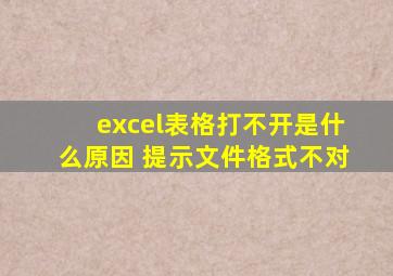 excel表格打不开是什么原因 提示文件格式不对